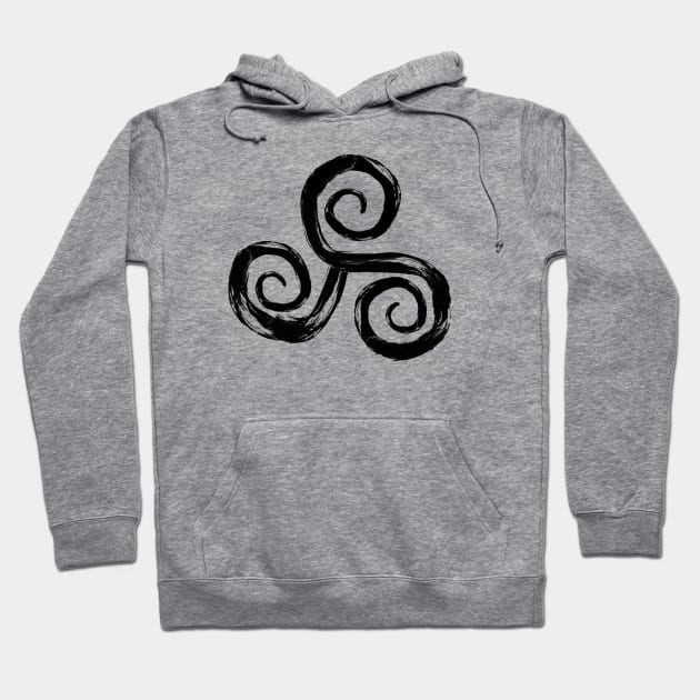 Triskelion Symbol Paint Stroke Hoodie by shellysom91